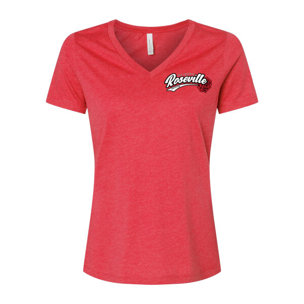 BELLA + CANVAS - Women's Relaxed Heather CVC V-Neck Tee - Printed Logo Thumbnail